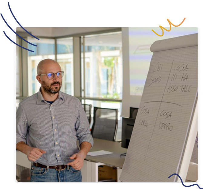 Davide D'Ambrogio in una sessione di potenziamento soft skills presso Megamark